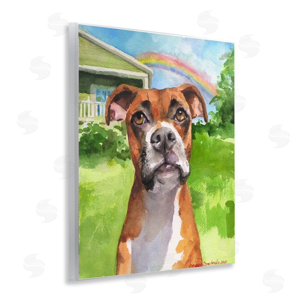 George Dyachenko Boxer and Rainbow Portrait Wall Plaque Art Print