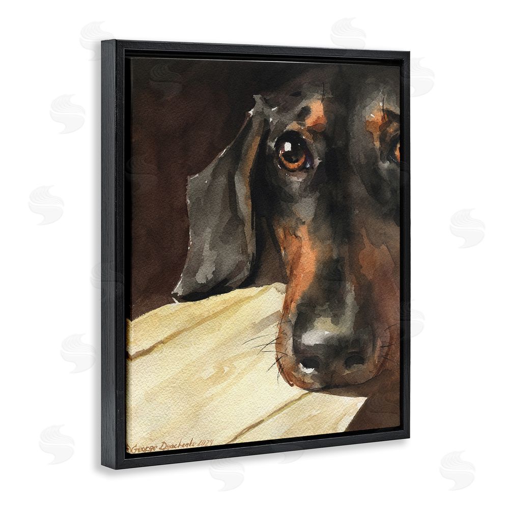 George Dyachenko Sight of Dachshund Black Floating Frame Canvas Wall Art Print