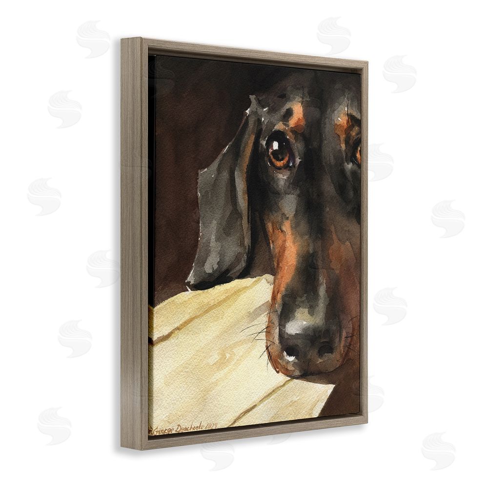 George Dyachenko Sight of Dachshund Brown Floating Frame Canvas Wall Art Print