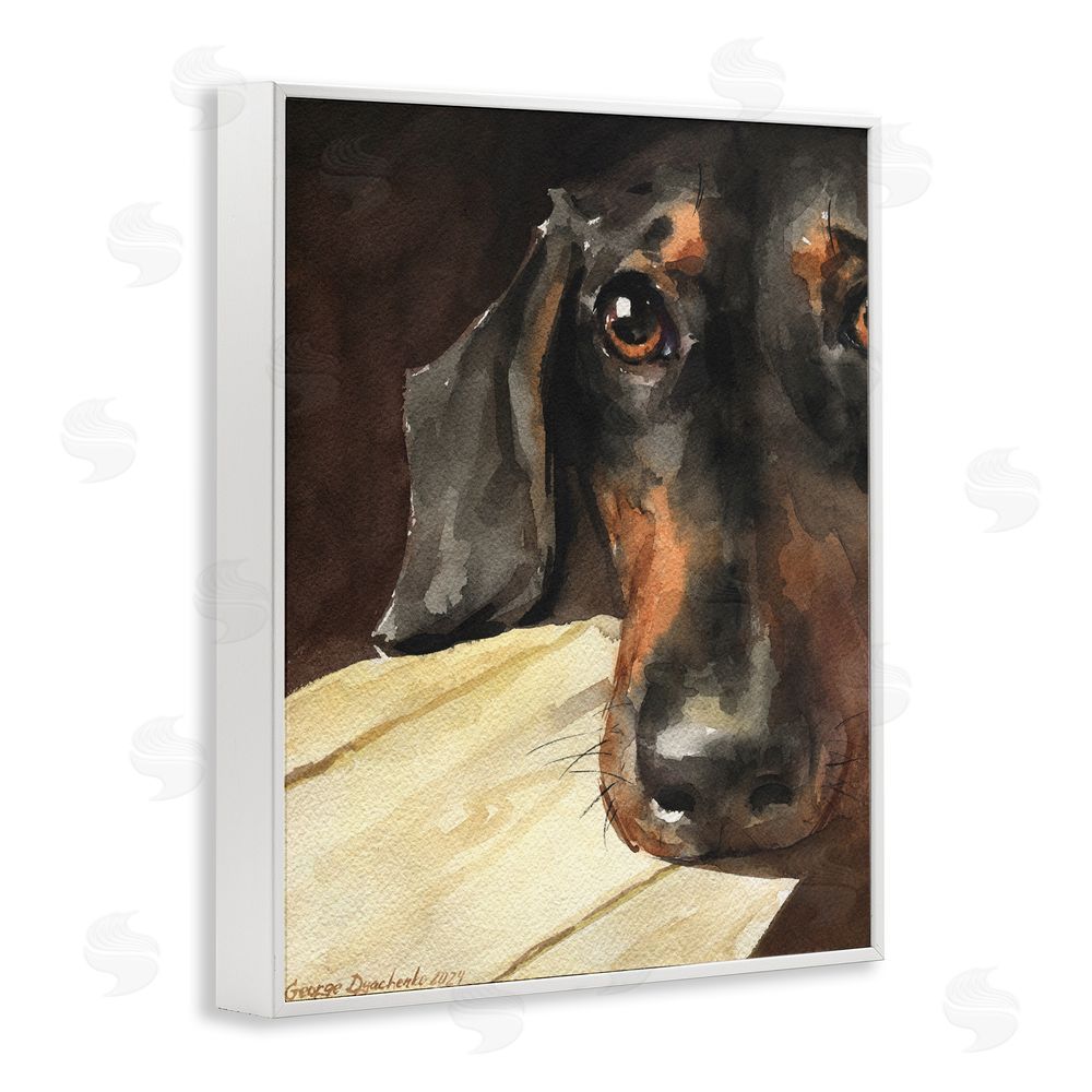 George Dyachenko Sight of Dachshund White Framed Giclee Wall Art Print