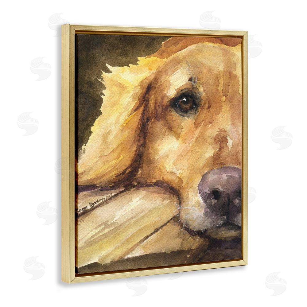 George Dyachenko Sight of Golden Retriever Gold Floating Frame Canvas Wall Art Print