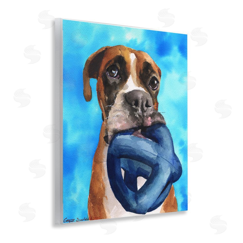 George Dyachenko Boxer and His Toy Blue Wall Plaque Art Print