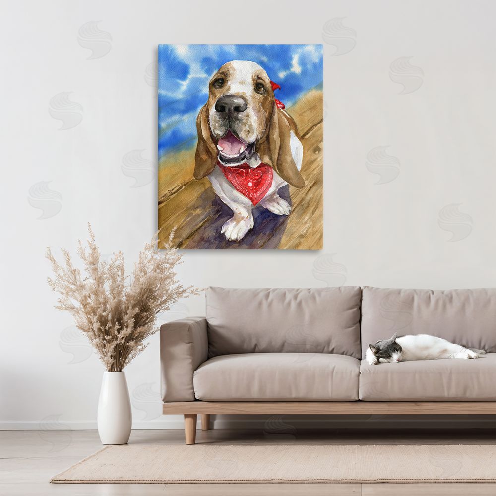 George Dyachenko Basset Hound with Bandana Canvas Art on Wall
