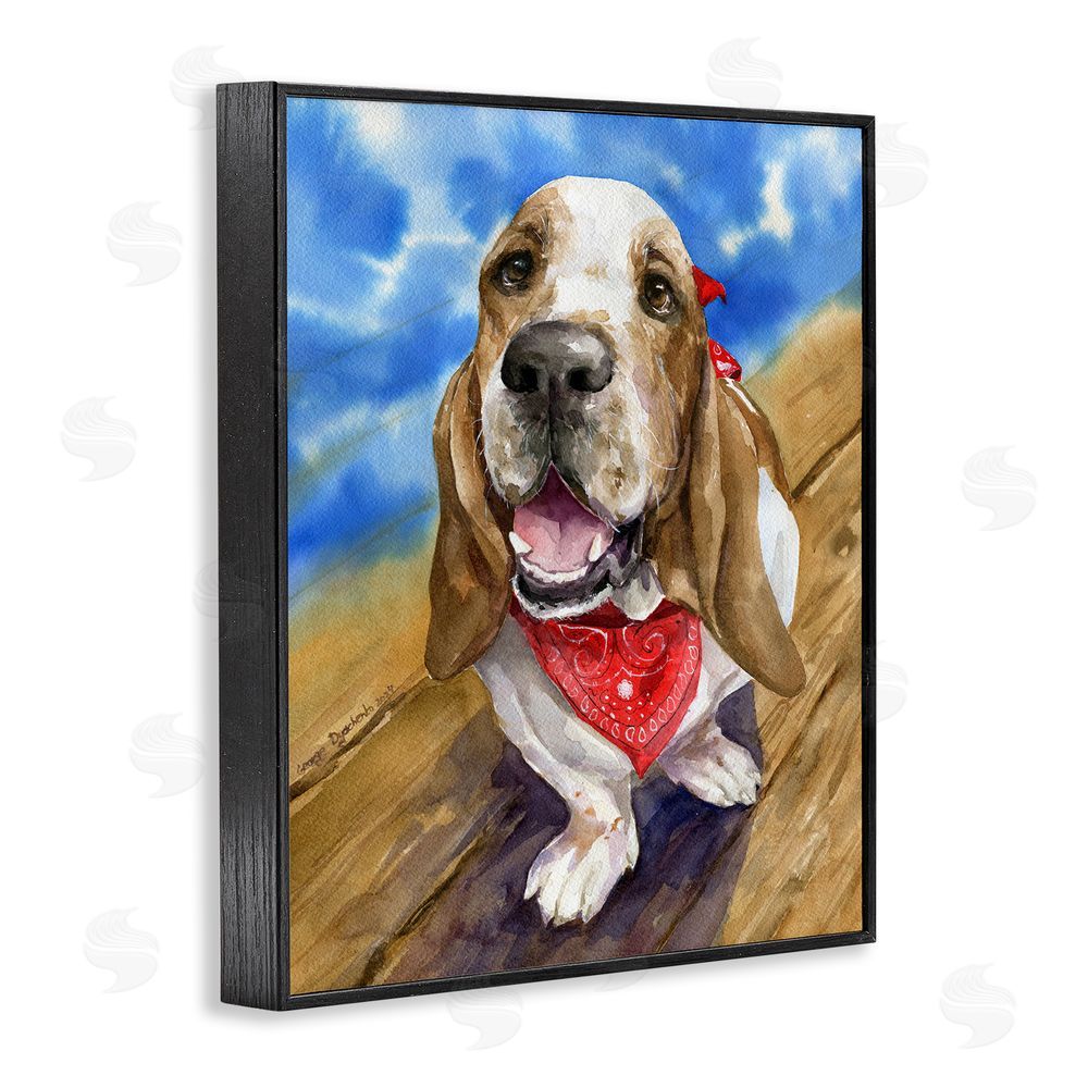 George Dyachenko Basset Hound with Bandana Black Framed Giclee Wall Art Print