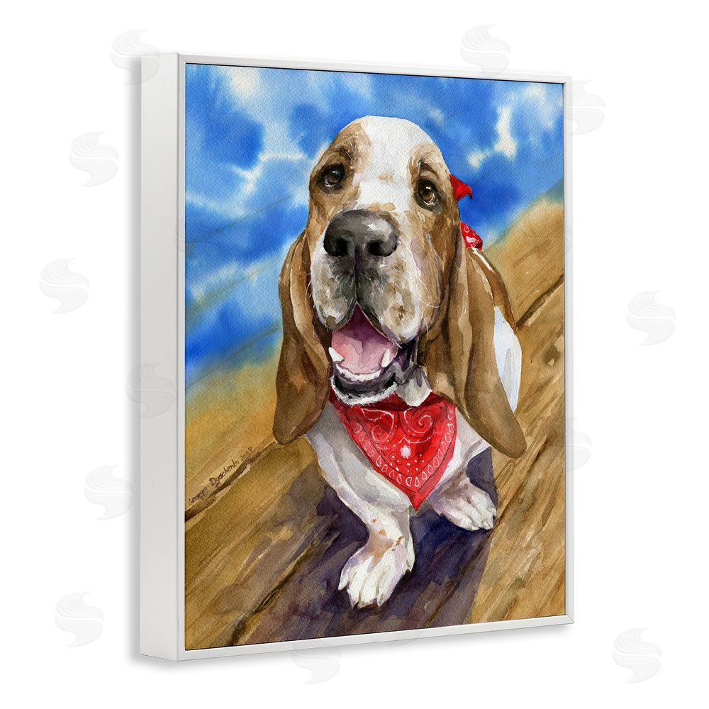 George Dyachenko Basset Hound with Bandana White Framed Giclee Wall Art Print