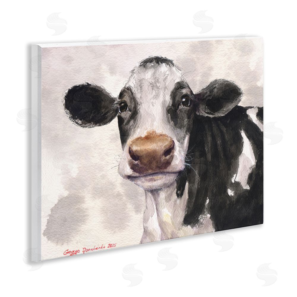 George Dyachenko Cute Cow with Abstract Background Wall Plaque Art Print