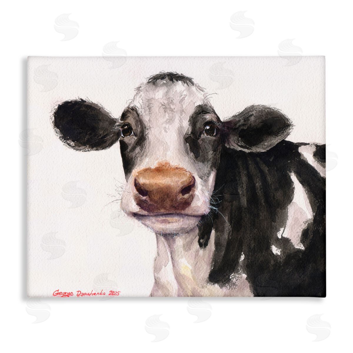 George Dyachenko Cute Cow with White Spots Canvas Wall Art Print