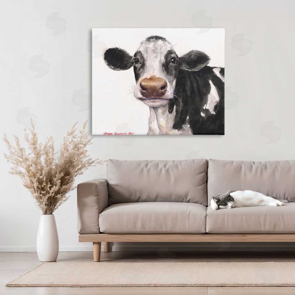 George Dyachenko Cute Cow with White Spots Canvas Art on Wall