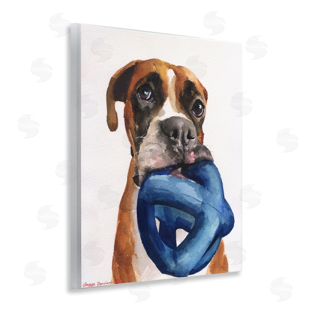 George Dyachenko Boxer and His Toy White Wall Plaque Art Print