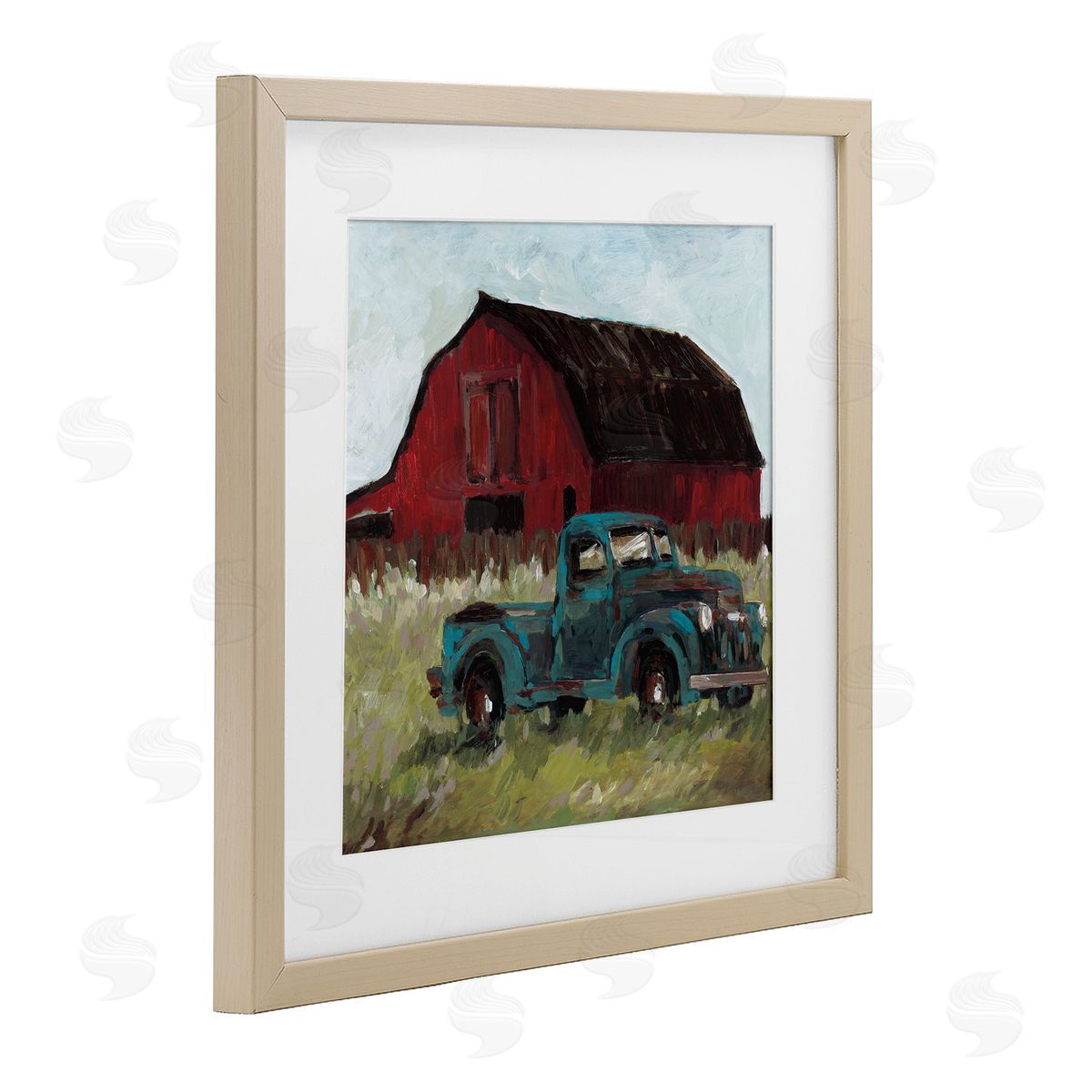 Wani Pasion Truck & Red Barn Canvas Wall Art Print
