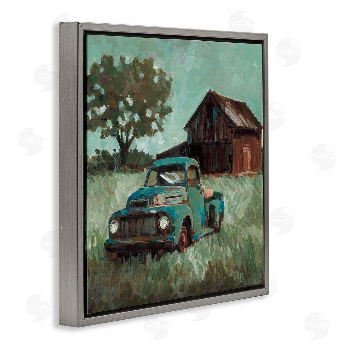 Wani Pasion Vintage Pickup in Green Hues Canvas Wall Art Print