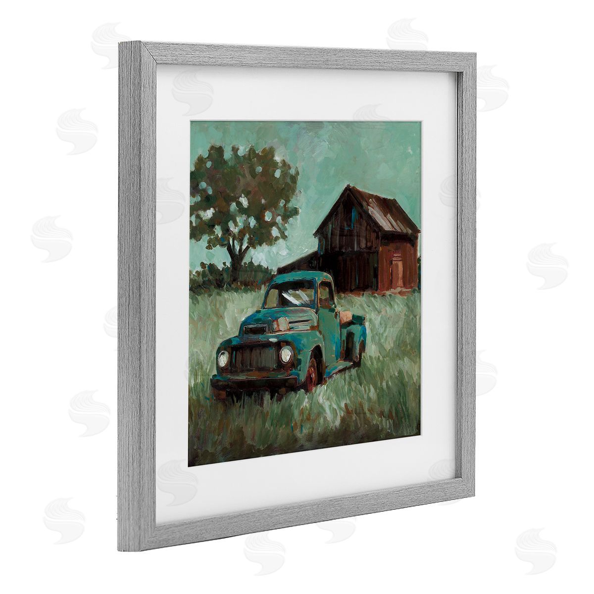 Wani Pasion Vintage Pickup in Green Hues Canvas Wall Art Print