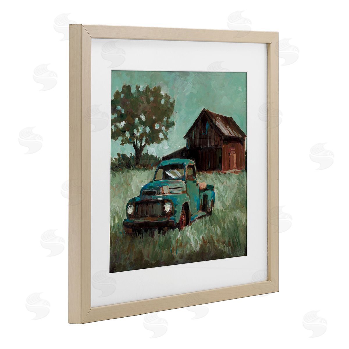 Wani Pasion Vintage Pickup in Green Hues Canvas Wall Art Print