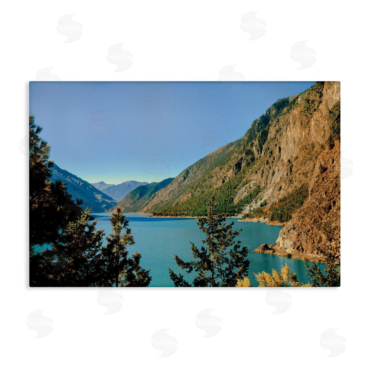 Madison Starnes Photography Golden Peaks over River Canvas Wall Art Print