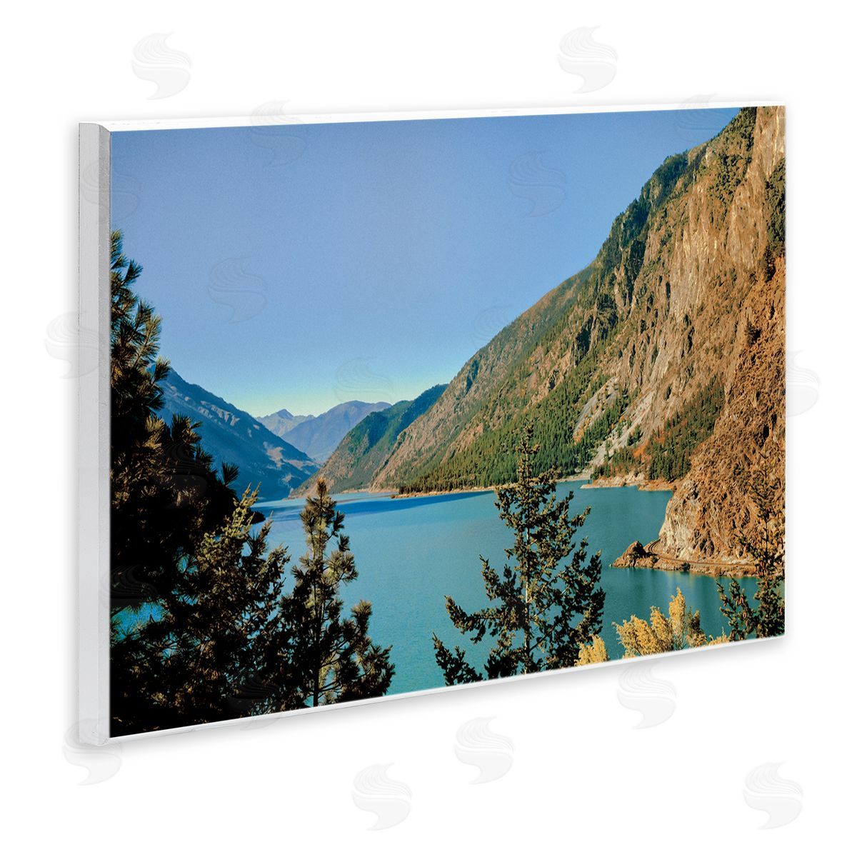 Madison Starnes Photography Golden Peaks over River Canvas Wall Art Print