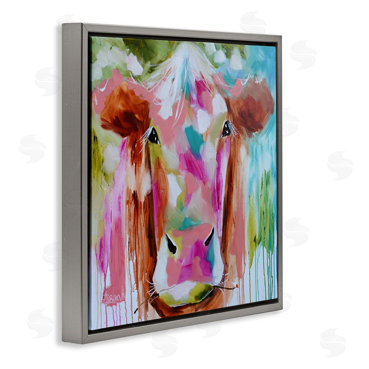 Amanda Brooks Expressionist Vibrant Cow Canvas Wall Art Print