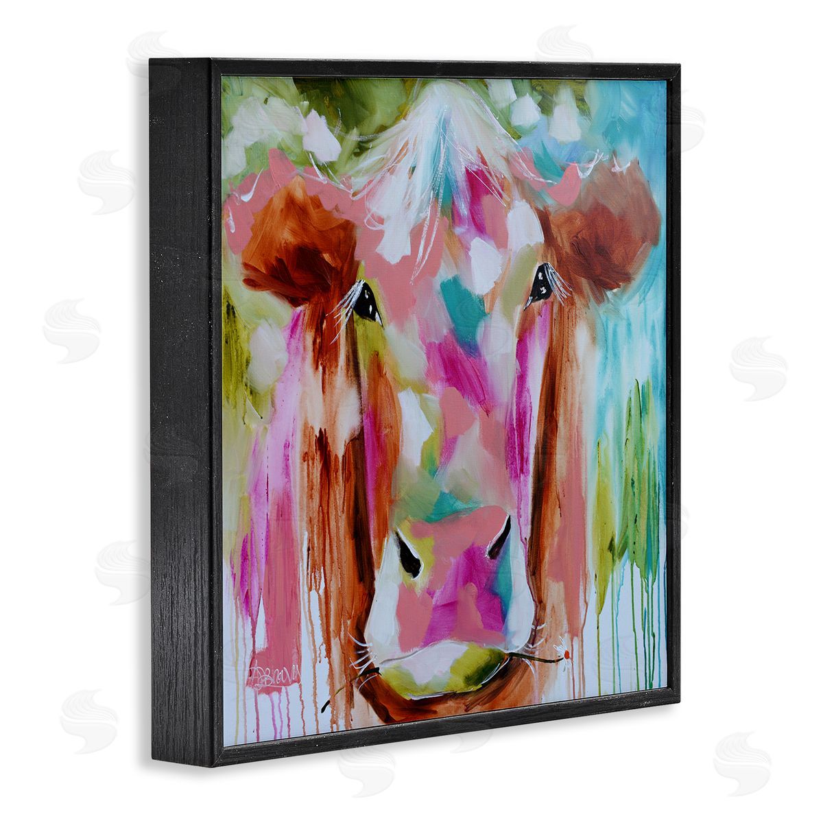 Amanda Brooks Expressionist Vibrant Cow Canvas Wall Art Print