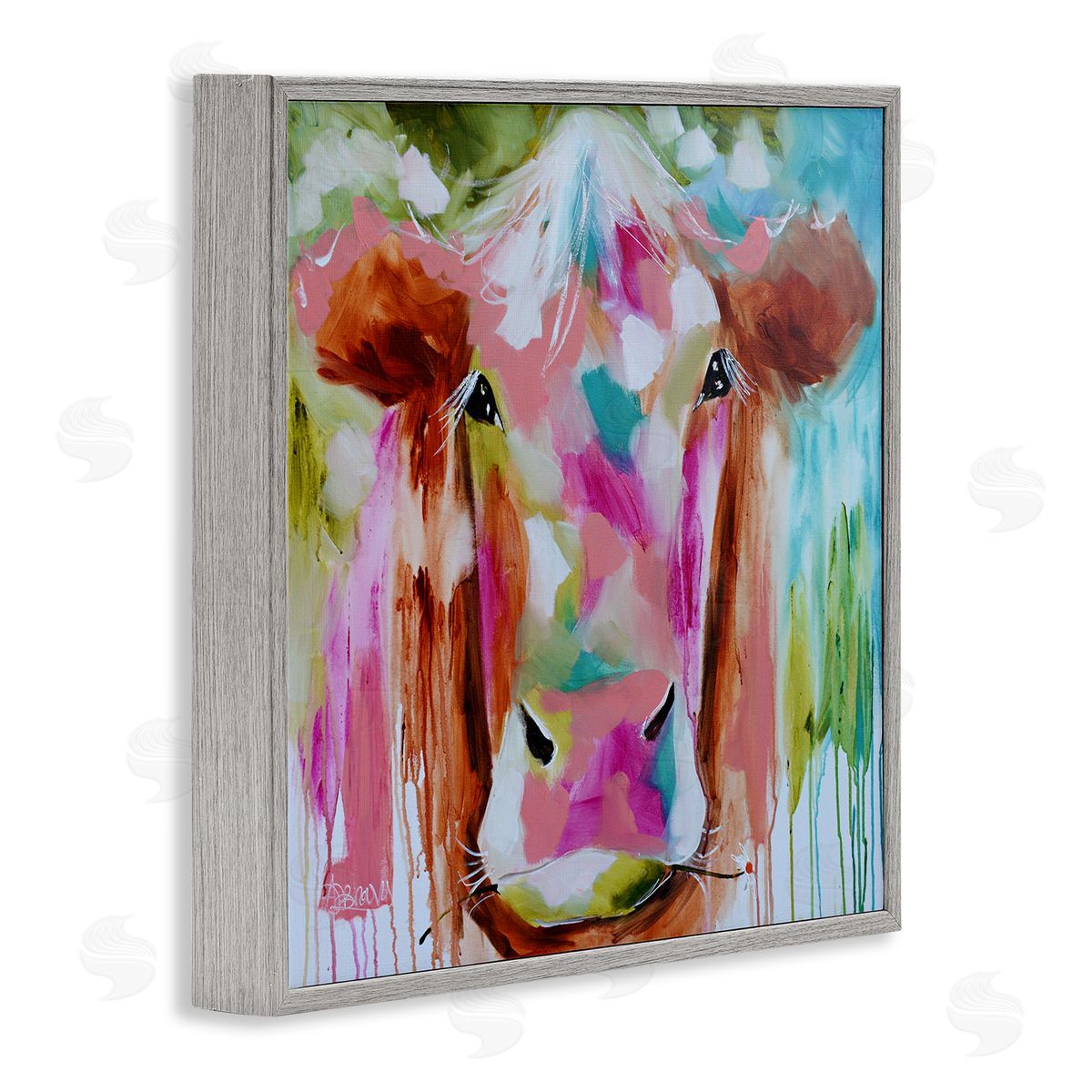 Amanda Brooks Expressionist Vibrant Cow Canvas Wall Art Print