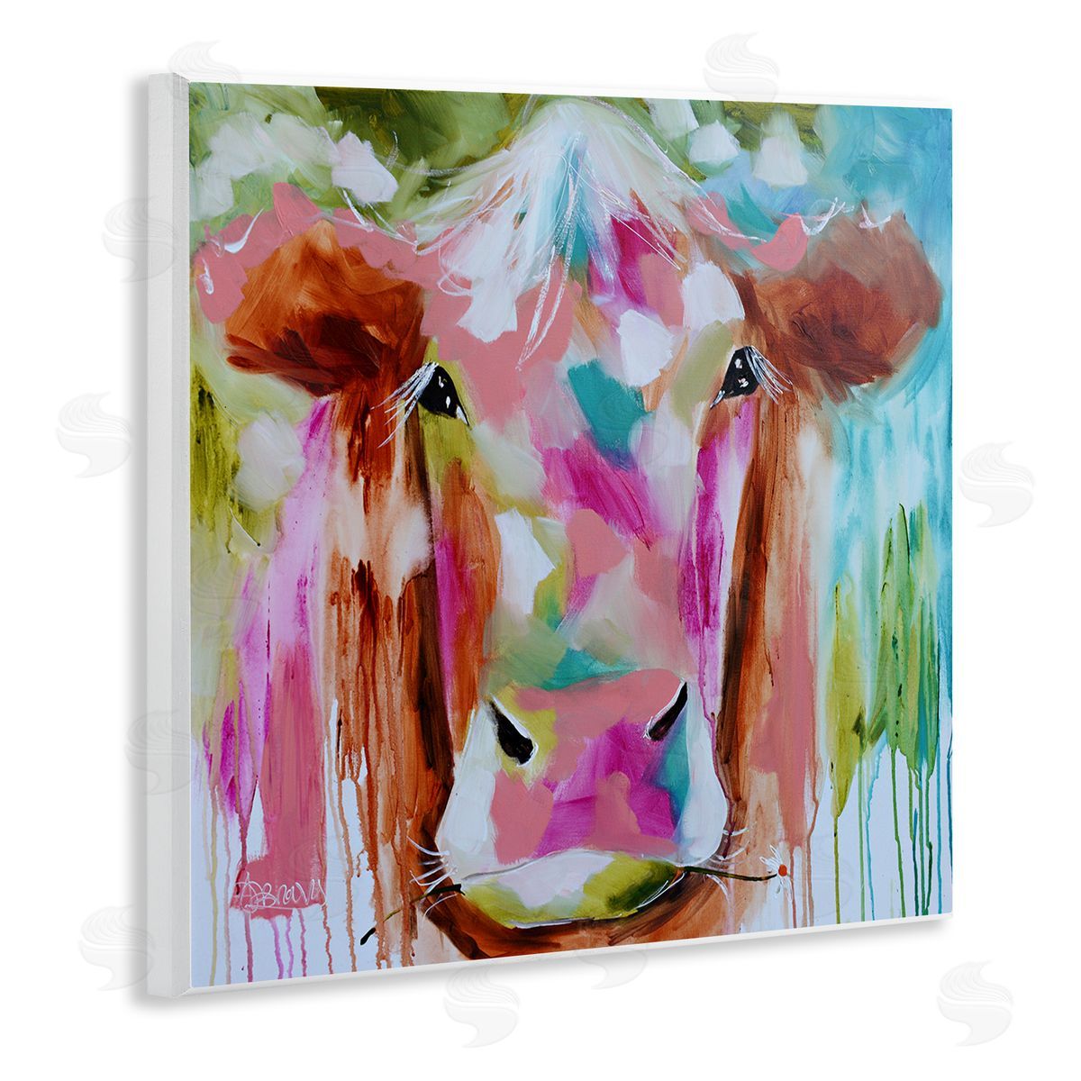 Amanda Brooks Expressionist Vibrant Cow Canvas Wall Art Print