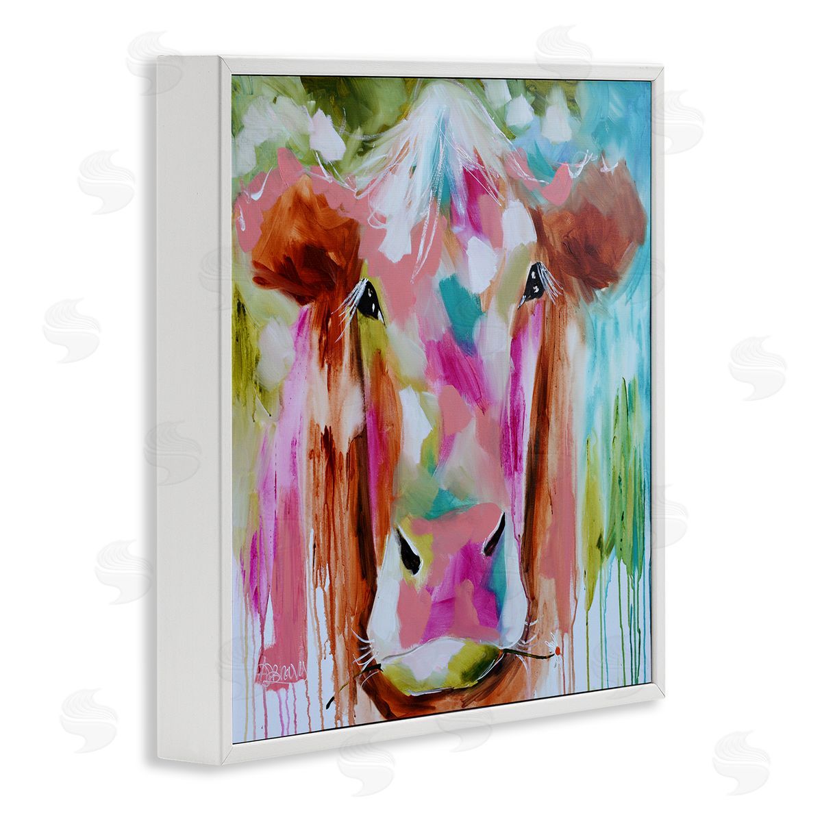 Amanda Brooks Expressionist Vibrant Cow Canvas Wall Art Print