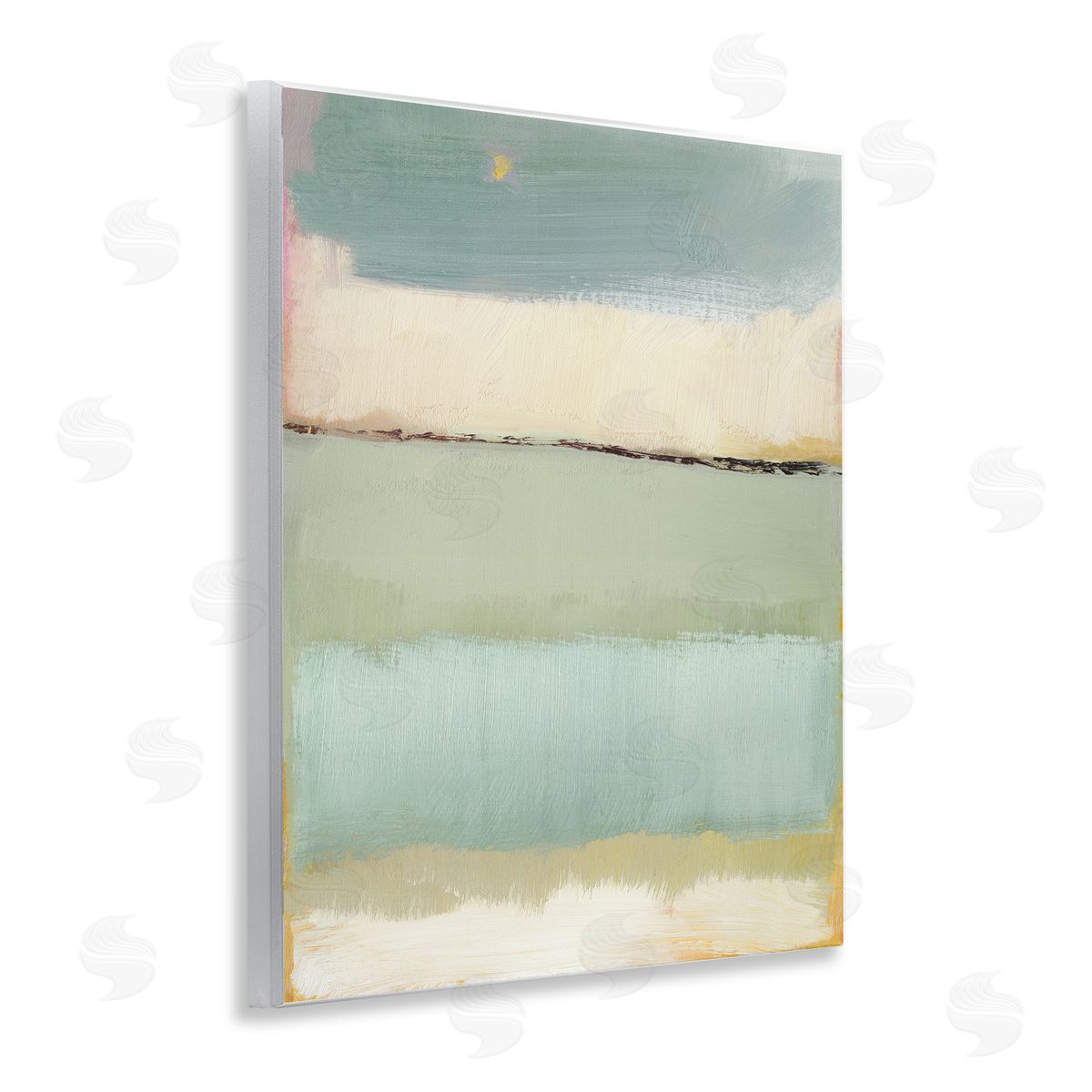 Caroline Gold Abstract Aqua Gradients Canvas Wall Art Print