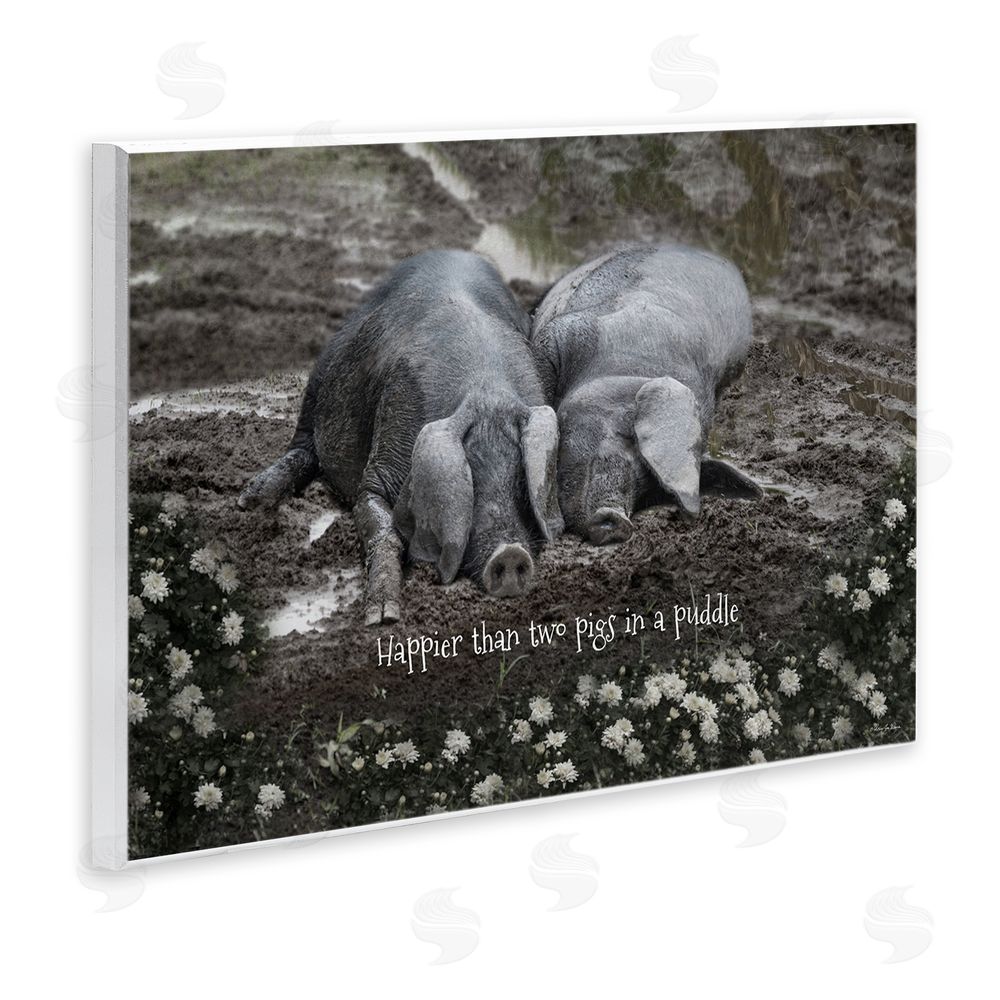 Robin-Lee Viera Happier Than Two Pigs In Puddle Wall Plaque Art Print