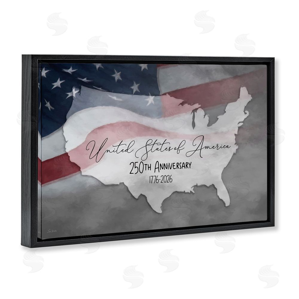 Lori Deiter USA 250th Anniversary Black Floating Frame Canvas Wall Art Print