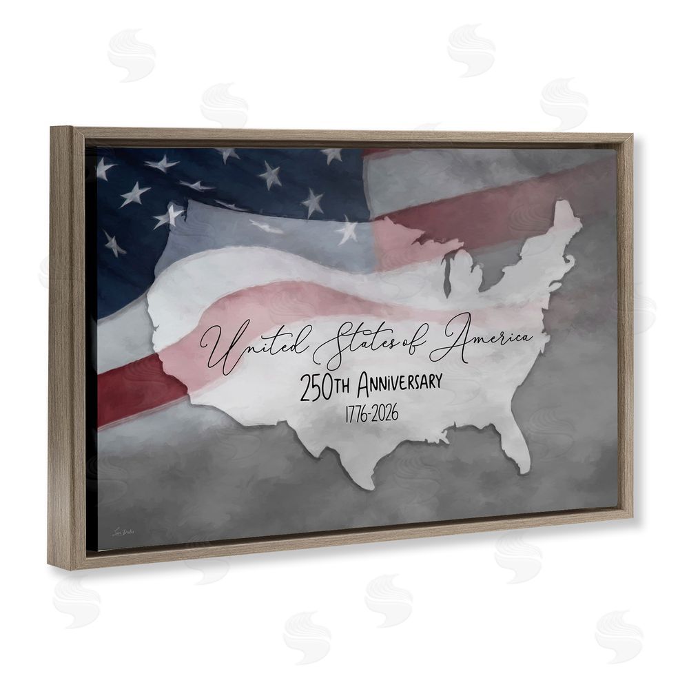 Lori Deiter USA 250th Anniversary Brown Floating Frame Canvas Wall Art Print
