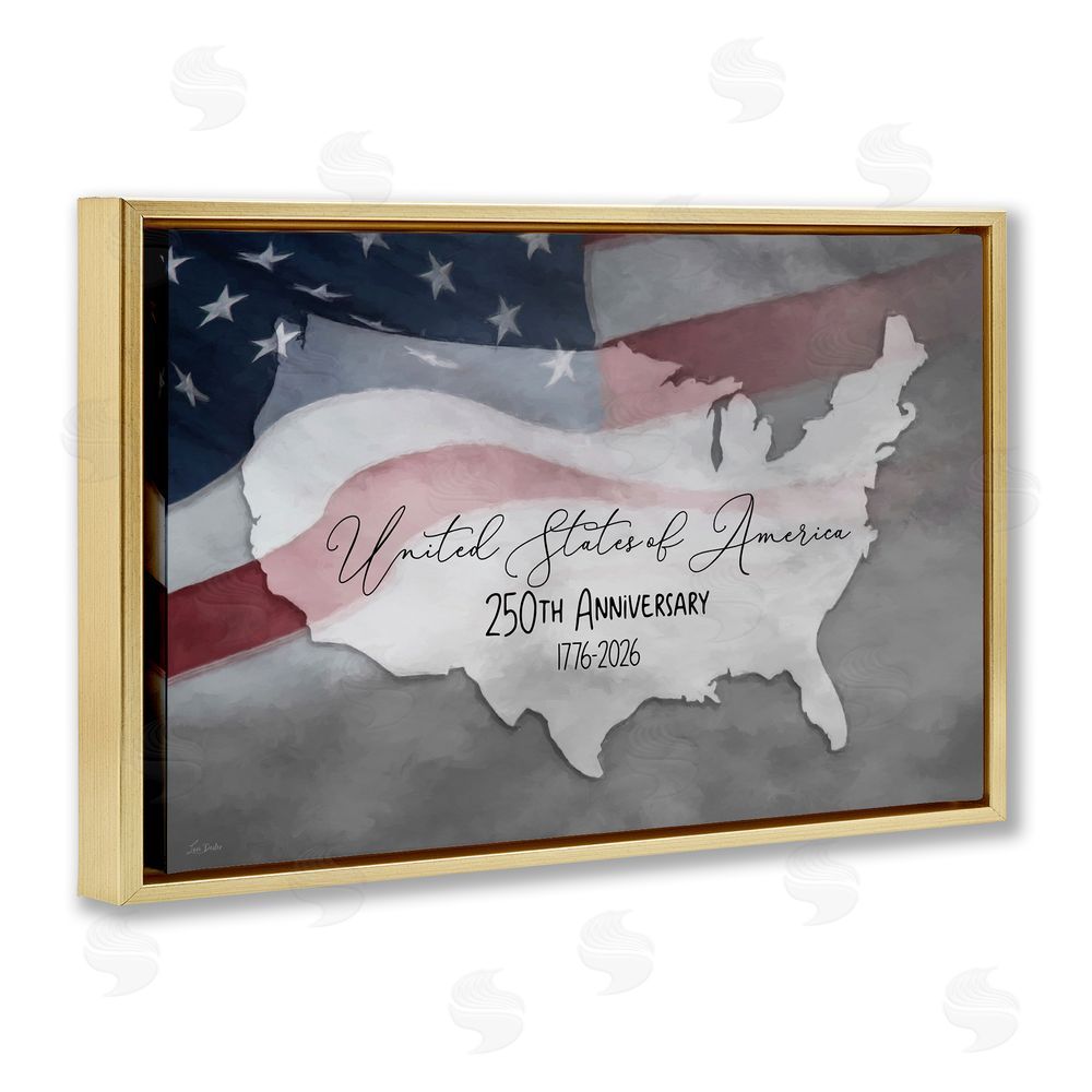 Lori Deiter USA 250th Anniversary Gold Floating Frame Canvas Wall Art Print