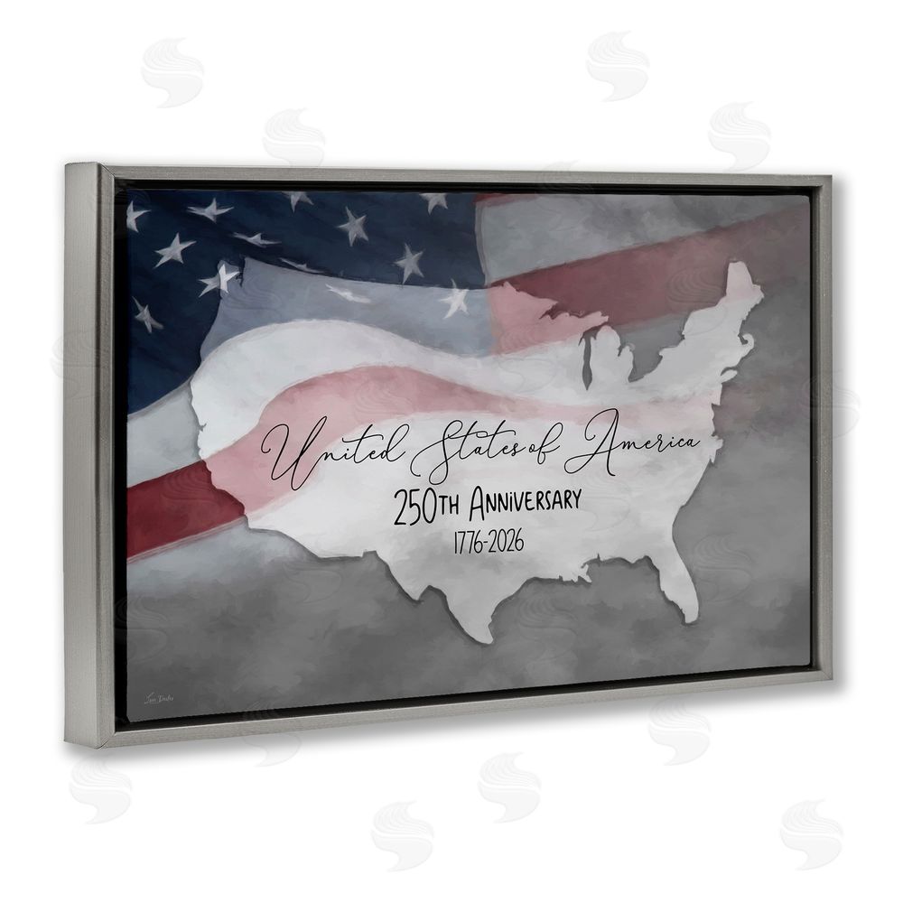 Lori Deiter USA 250th Anniversary Gray Floating Frame Canvas Wall Art Print