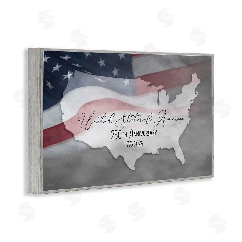 Lori Deiter USA 250th Anniversary Gray Framed Giclee Wall Art Print