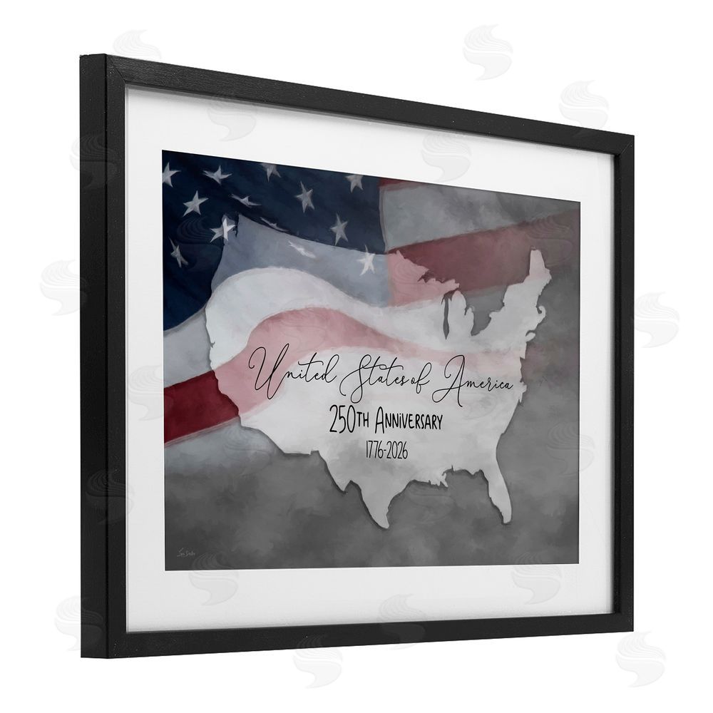 Lori Deiter USA 250th Anniversary Black Framed Print Under Glass with White Mat Wall Art