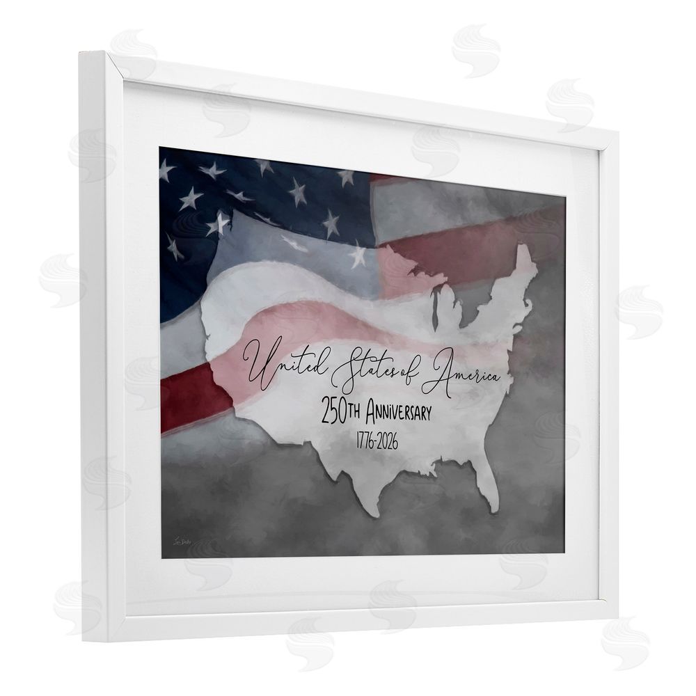 Lori Deiter USA 250th Anniversary White Framed Print Under Glass with Mat Wall Art