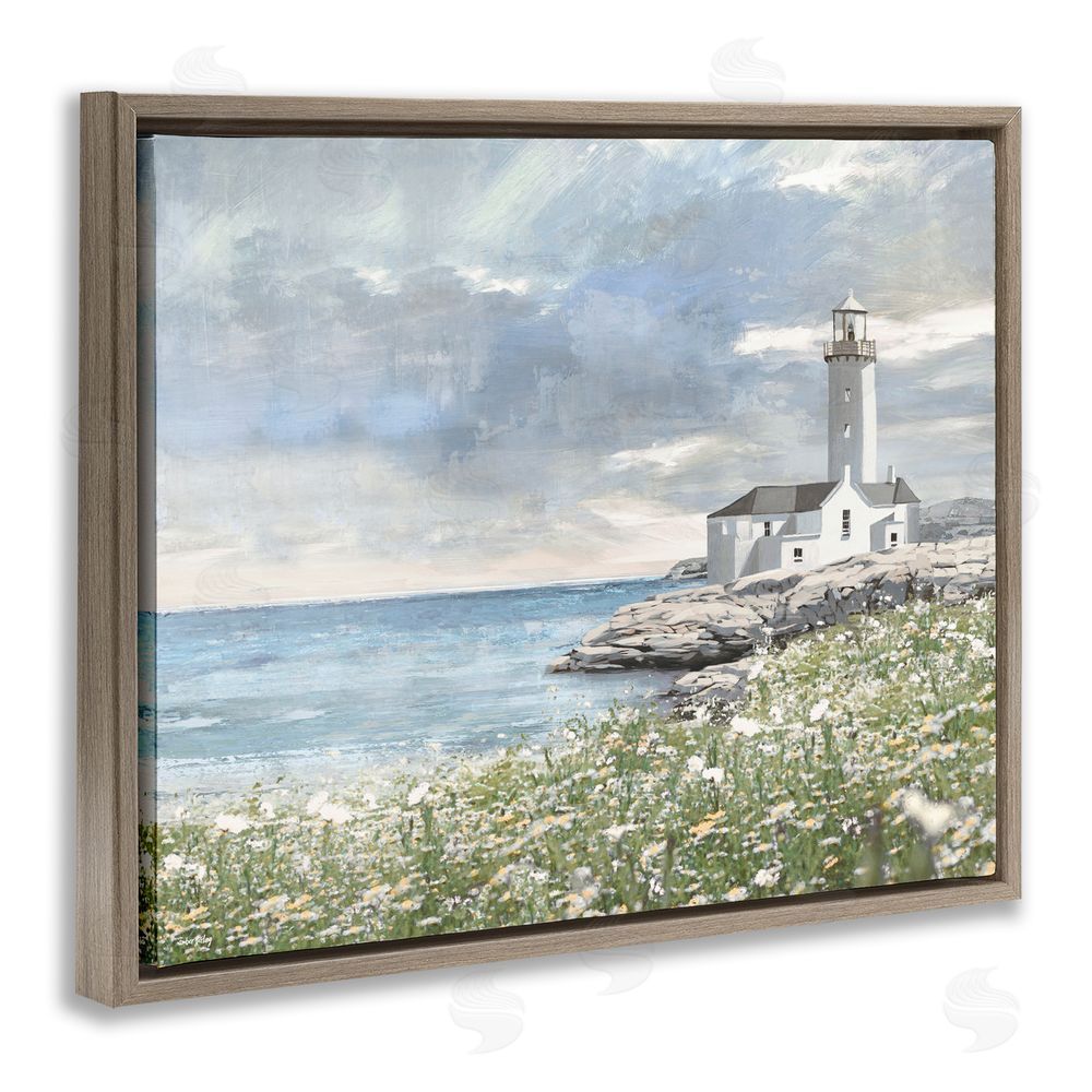 Amber Sterling Coastal Guardian Lighthouse Brown Floating Frame Canvas Wall Art Print