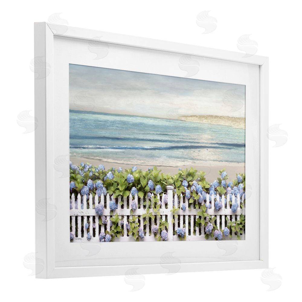 Amber Sterling Blooming Boundaries Beach Garden White Framed Print Under Glass with Mat Wall Art