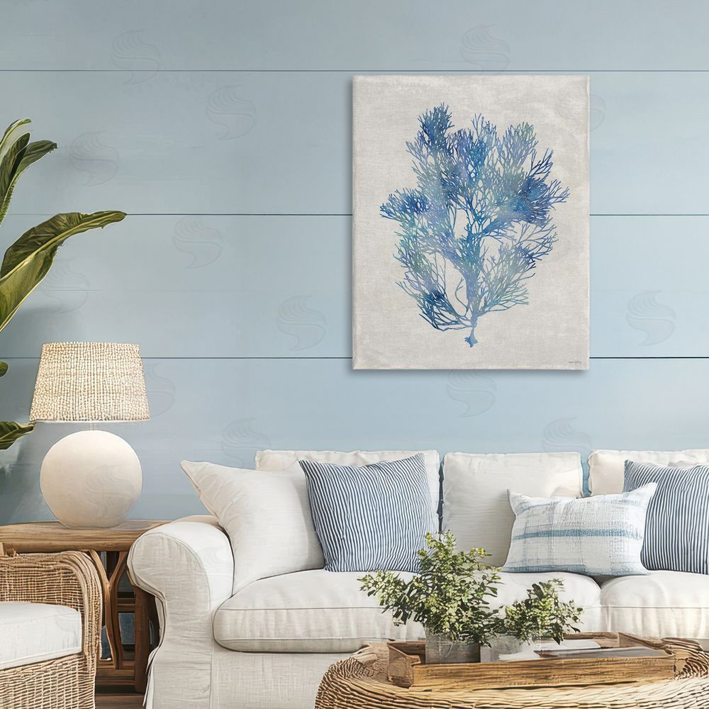 Amber Sterling Blue Seaweed Bushel Canvas Art on Wall
