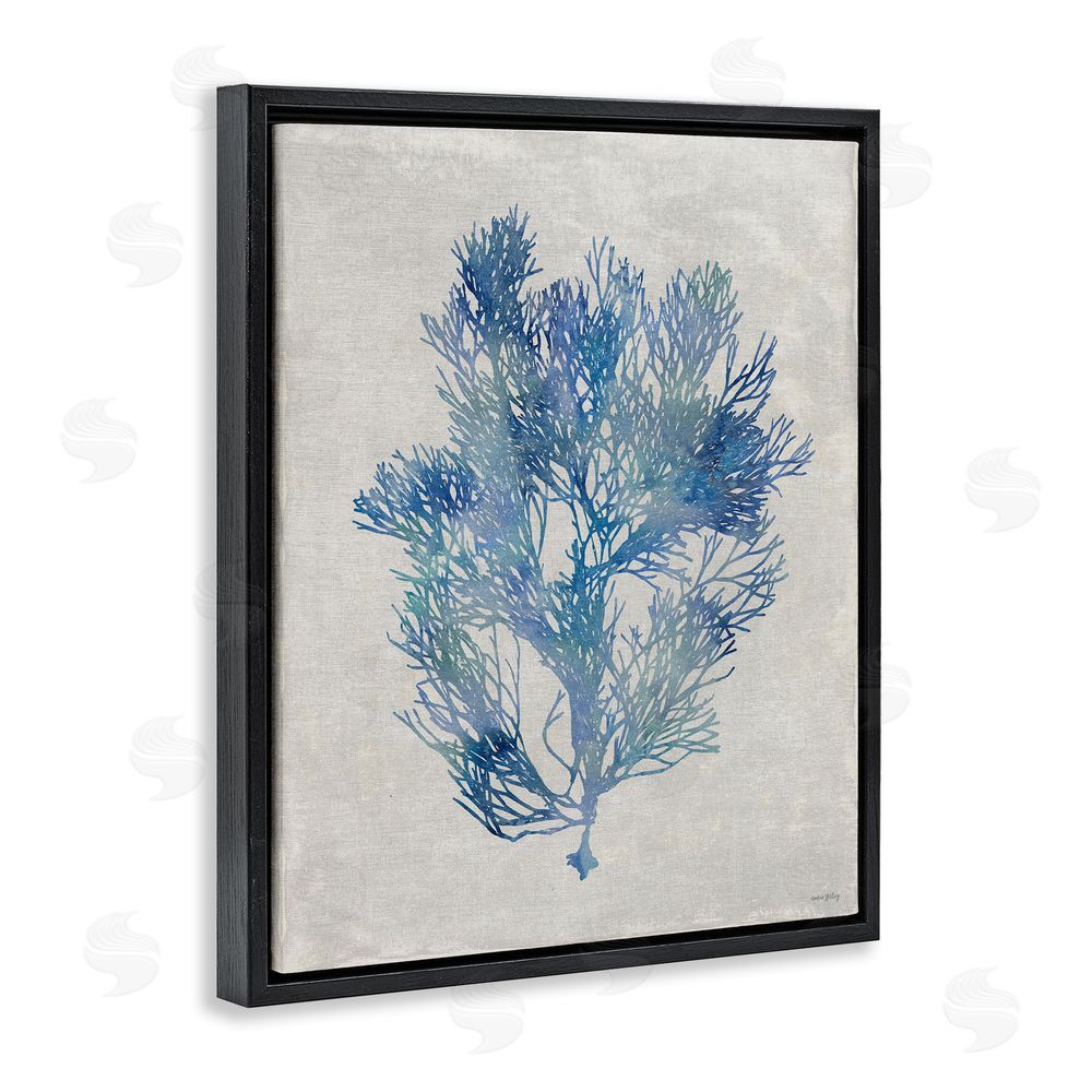 Amber Sterling Blue Seaweed Bushel Black Floating Frame Canvas Wall Art Print