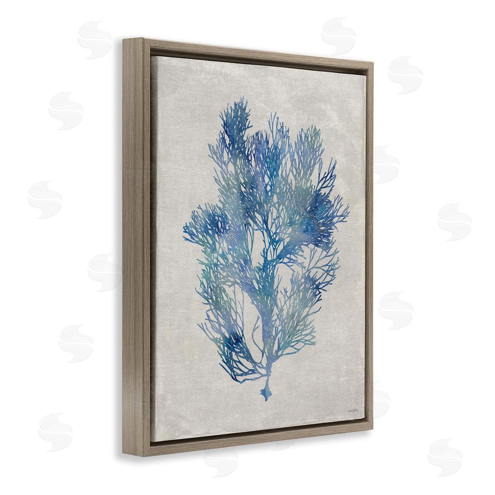 Amber Sterling Blue Seaweed Bushel Brown Floating Frame Canvas Wall Art Print