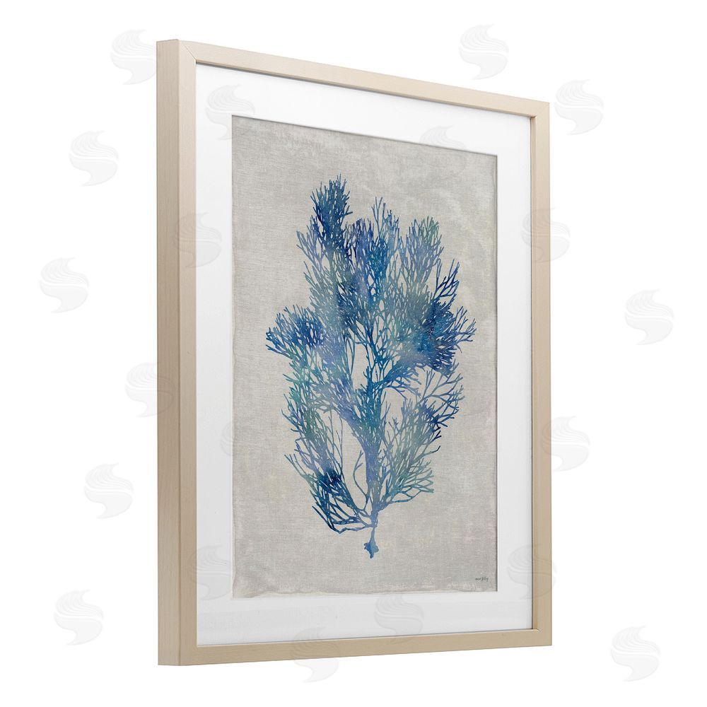 Amber Sterling Blue Seaweed Bushel Birch Framed Print Under Glass with White Mat Wall Art