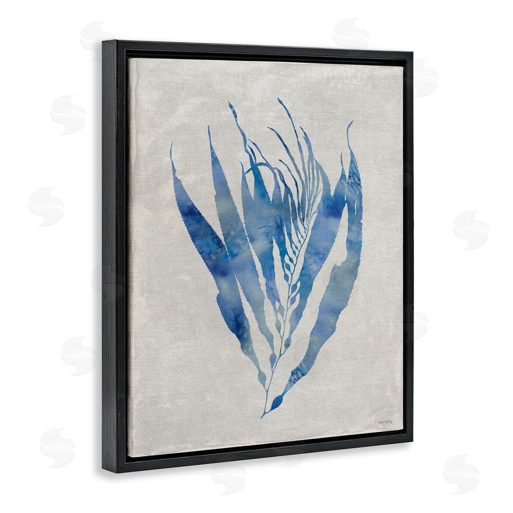 Amber Sterling Blue Silhouetted Seaweed Black Floating Frame Canvas Wall Art Print