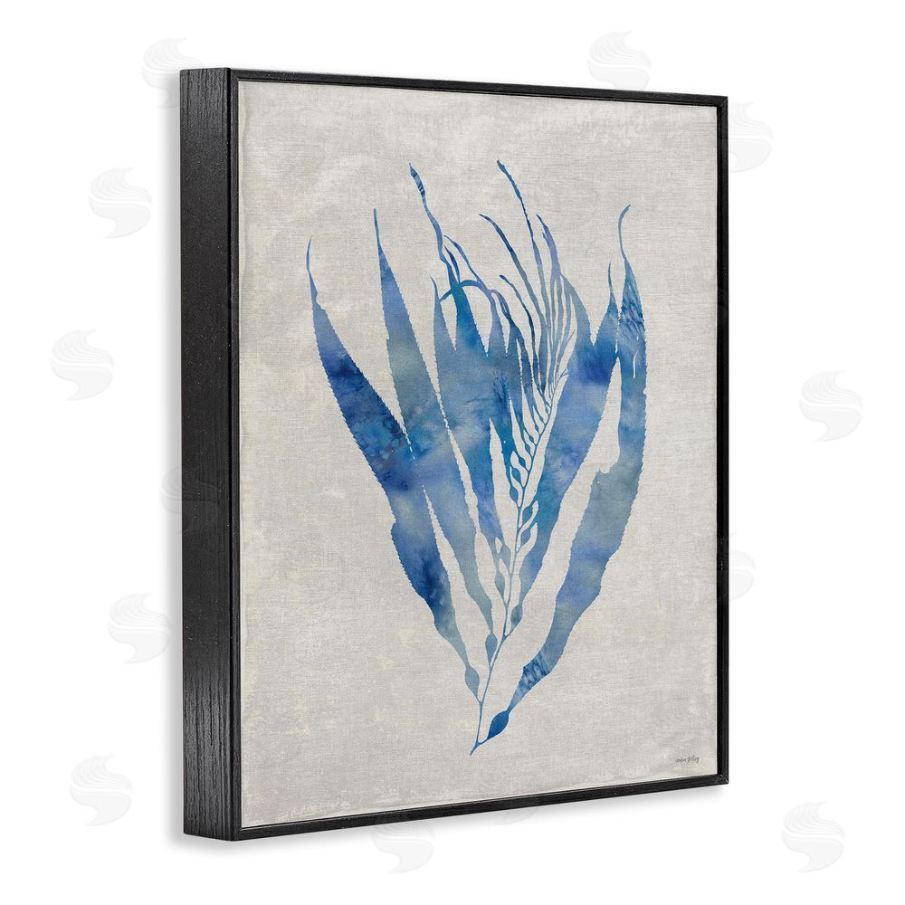 Amber Sterling Blue Silhouetted Seaweed Black Framed Giclee Wall Art Print