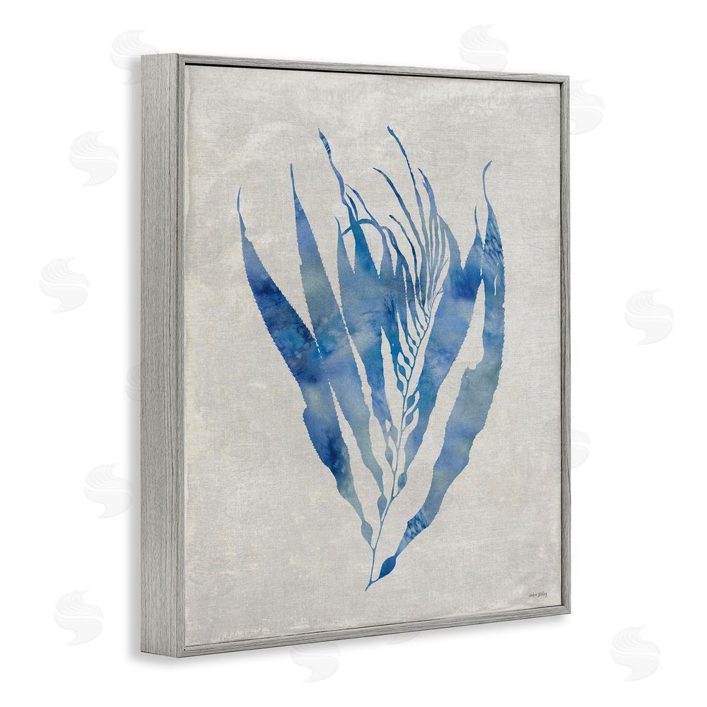 Amber Sterling Blue Silhouetted Seaweed Gray Framed Giclee Wall Art Print
