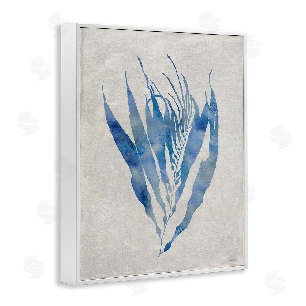 Amber Sterling Blue Silhouetted Seaweed White Framed Giclee Wall Art Print
