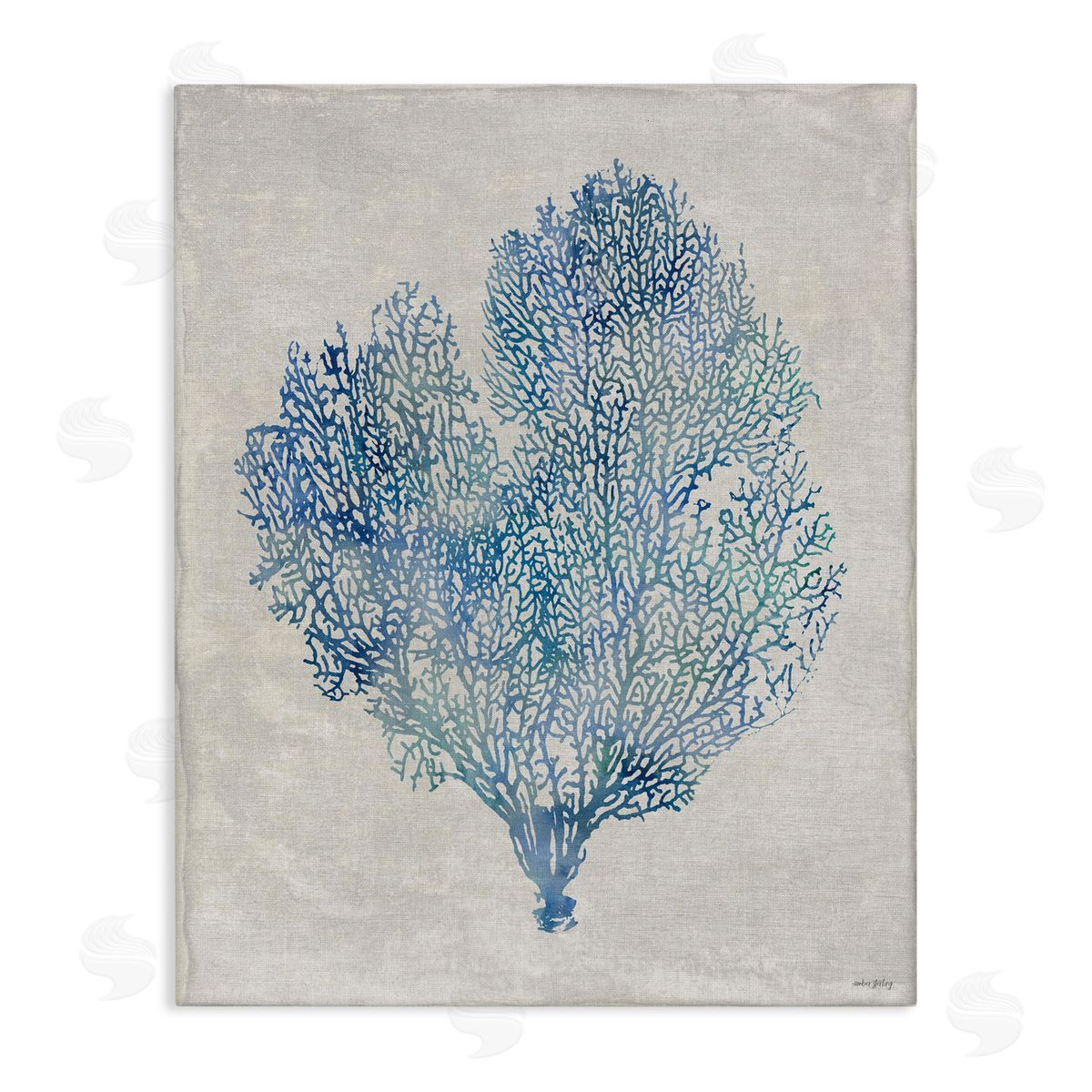 Amber Sterling Detailed Seaweed Coral Canvas Wall Art Print