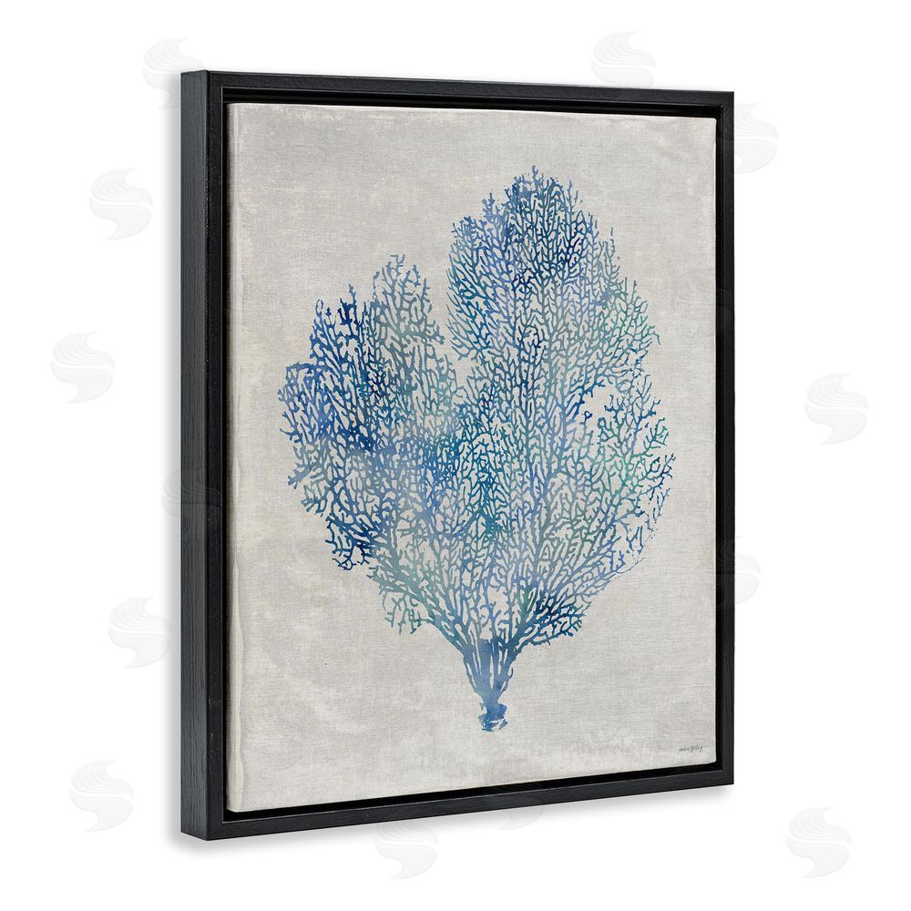 Amber Sterling Detailed Seaweed Coral Black Floating Frame Canvas Wall Art Print