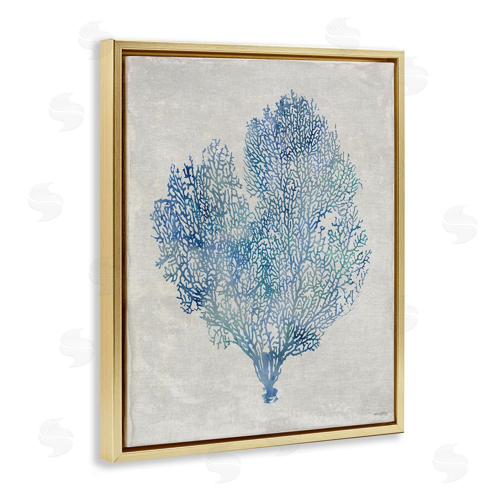 Amber Sterling Detailed Seaweed Coral Gold Floating Frame Canvas Wall Art Print
