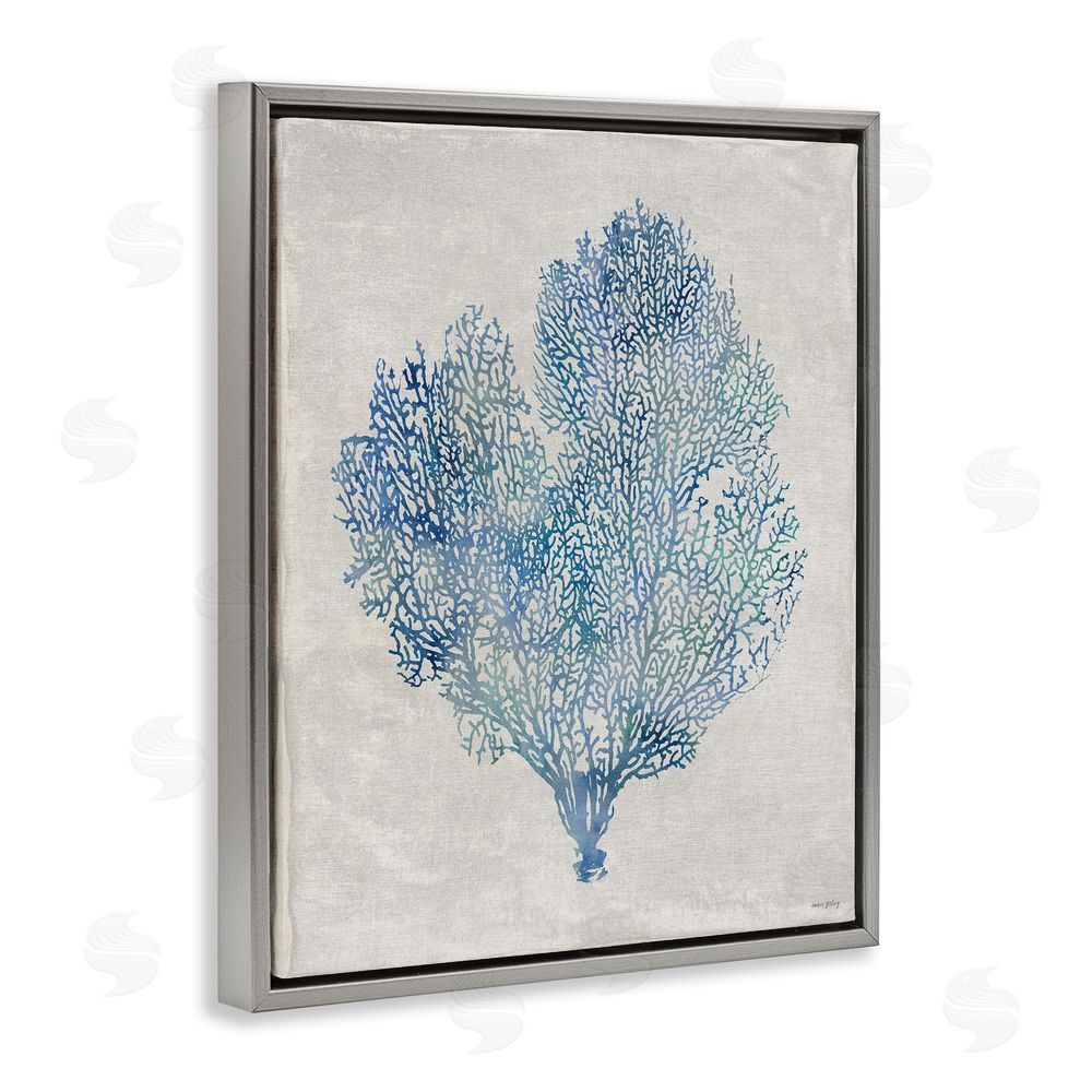 Amber Sterling Detailed Seaweed Coral Gray Floating Frame Canvas Wall Art Print