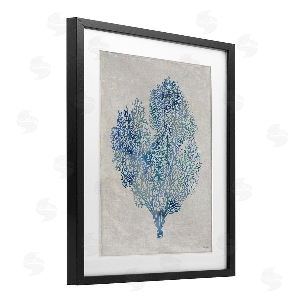 Amber Sterling Detailed Seaweed Coral Black Framed Print Under Glass with White Mat Wall Art