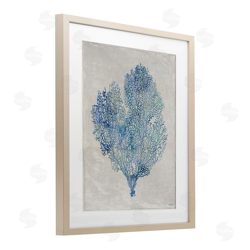 Amber Sterling Detailed Seaweed Coral Birch Framed Print Under Glass with White Mat Wall Art