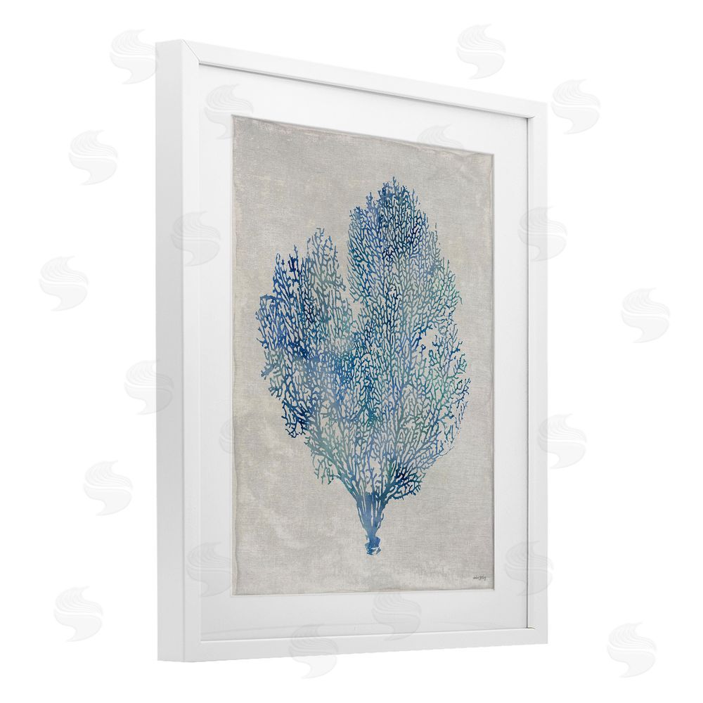 Amber Sterling Detailed Seaweed Coral White Framed Print Under Glass with Mat Wall Art